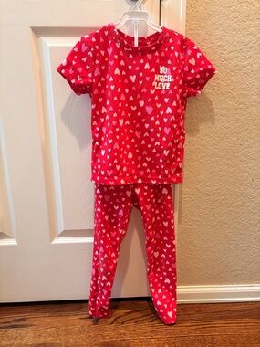 Red Heart Print Girls' outfit Set - So Much Love